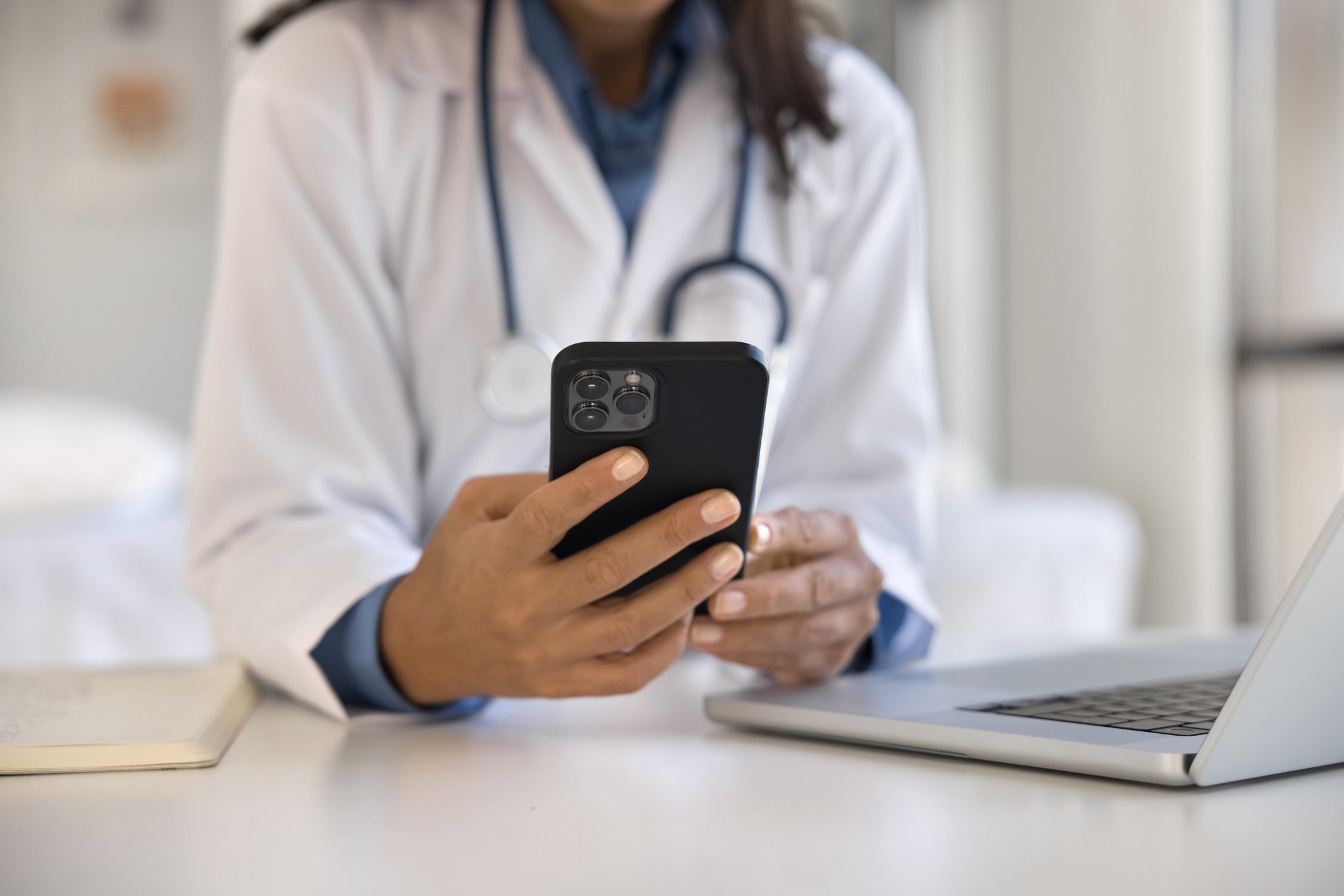Doctor using cloud storage in healthcare setting