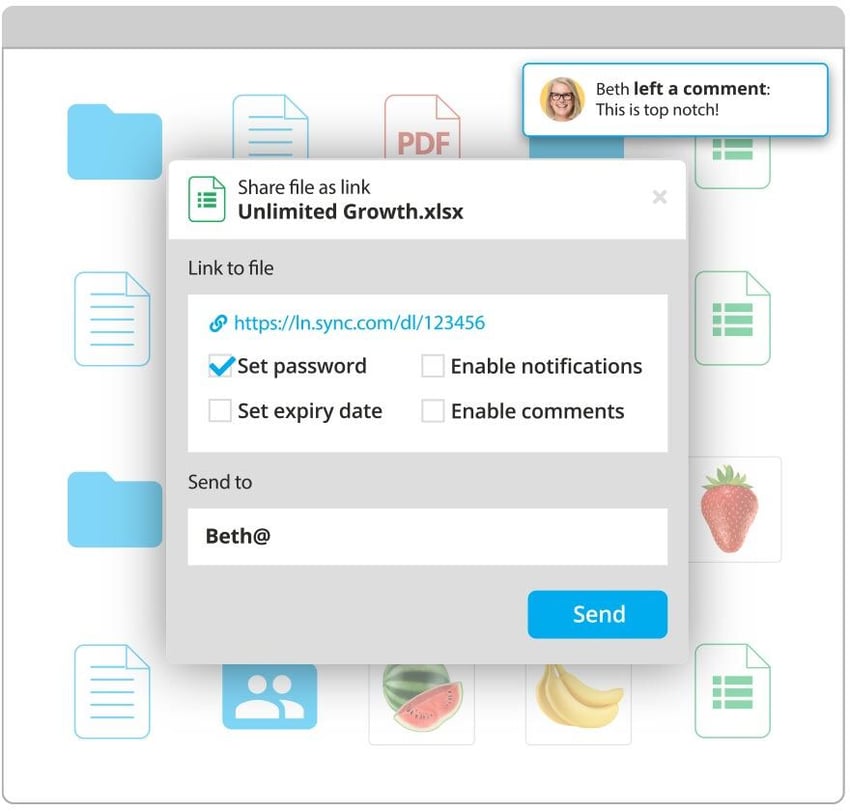 Secure file sharing with links